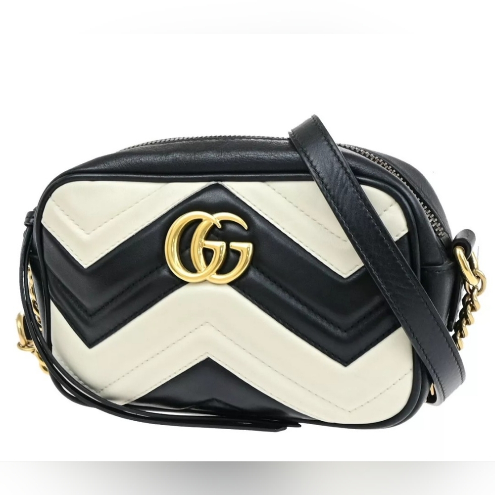 RARE Gucci mini Marmont black & white AUTHENTIC